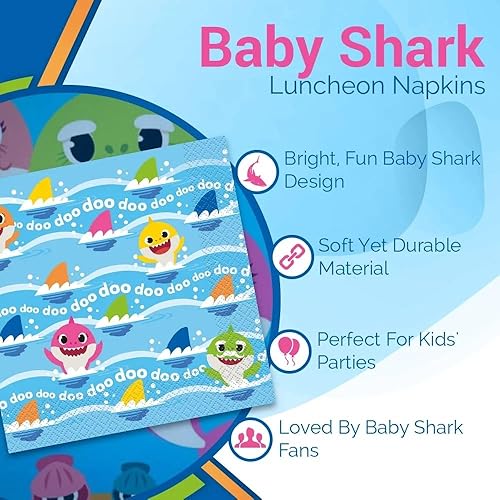Miniatura 10 de Unique Baby Shark - Platos redondos para cenar, 8 unidades, multicolor