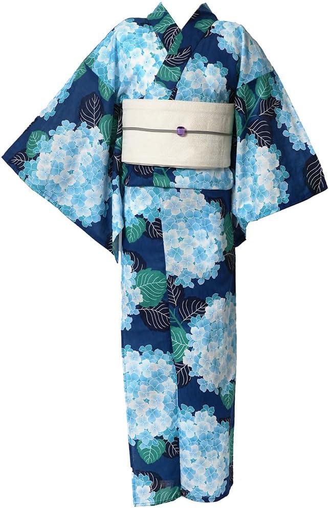 ✿新品未使用　綿麻浴衣　ターコイズブルー　大人浴衣　碧色　菊 ✿新品未使用 綿麻浴衣 ターコイズブルー 大人浴衣 碧色 菊 ふくれ織