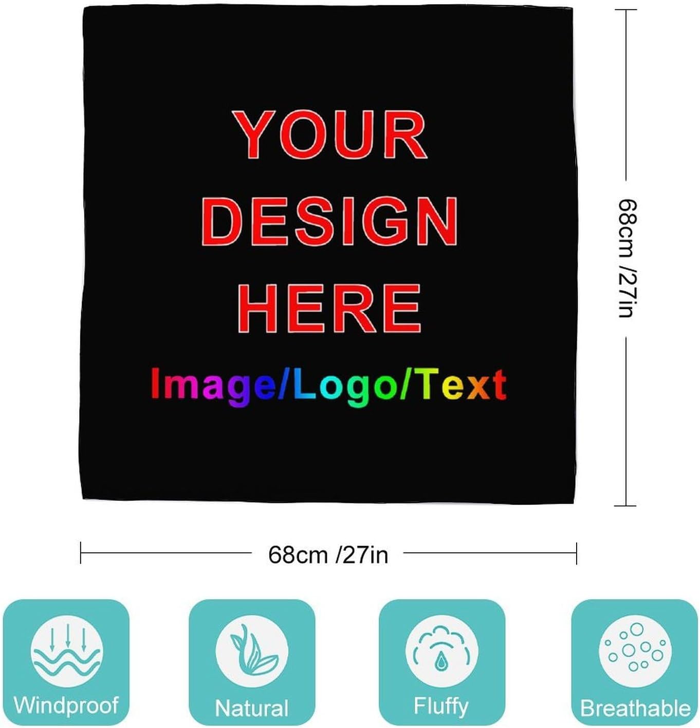 Custom Bandana Scarf Neck Bandanas Customize Image Text Head Scarves for Women Men Handkerchief 27 Inch - Image 3