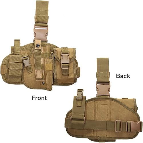 Miniatura 7 de BraveHawk OUTDOORS Funda táctica de pierna caída, 900D táctica militar MOLLE pistola pistola muslo funda de plataforma para Glock 17 18 19 26 34 y