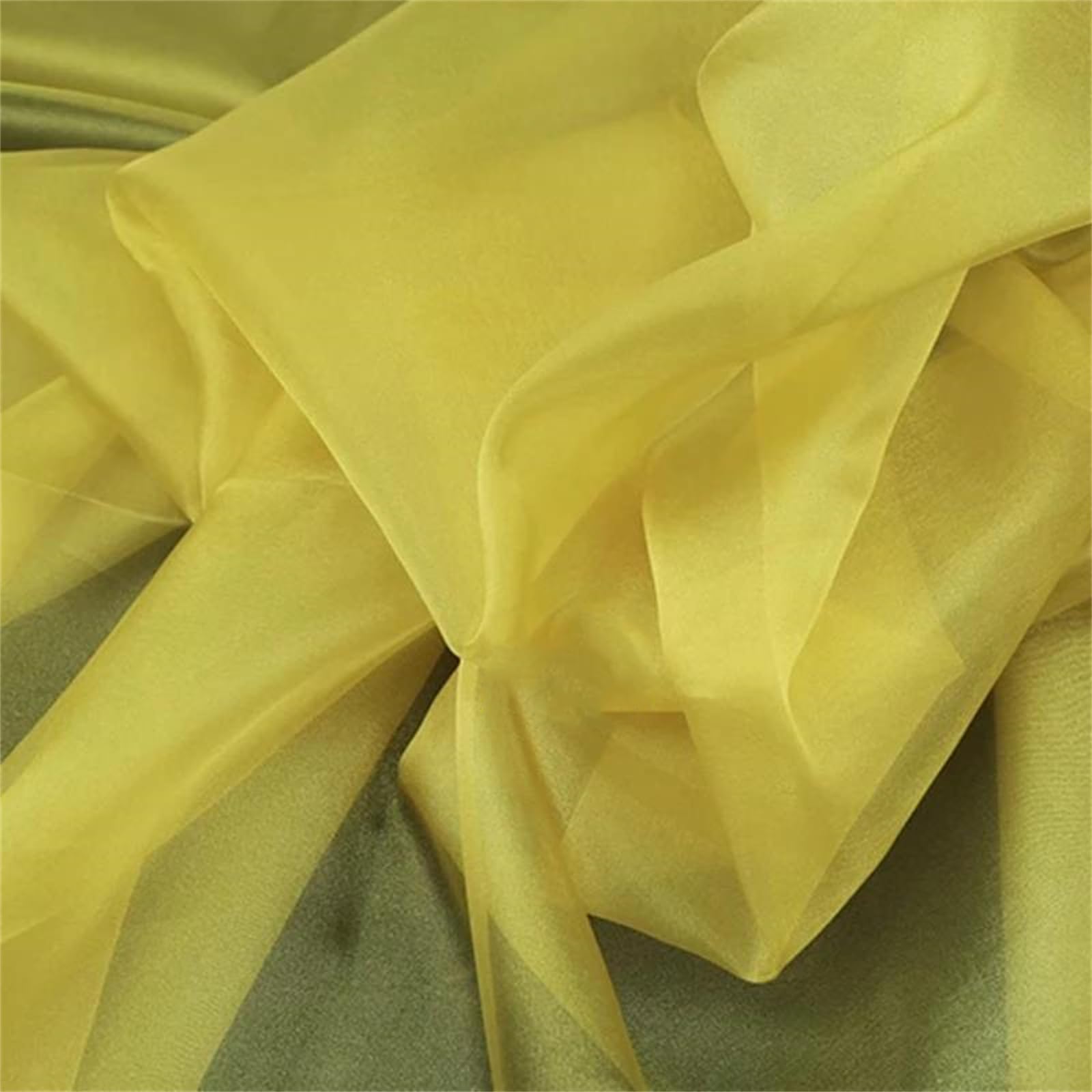 Organza Fabric, Organza Fabric 1.5 Meter Multicolor Multiple Sizes for Sewing(Tender Yellow,M1)