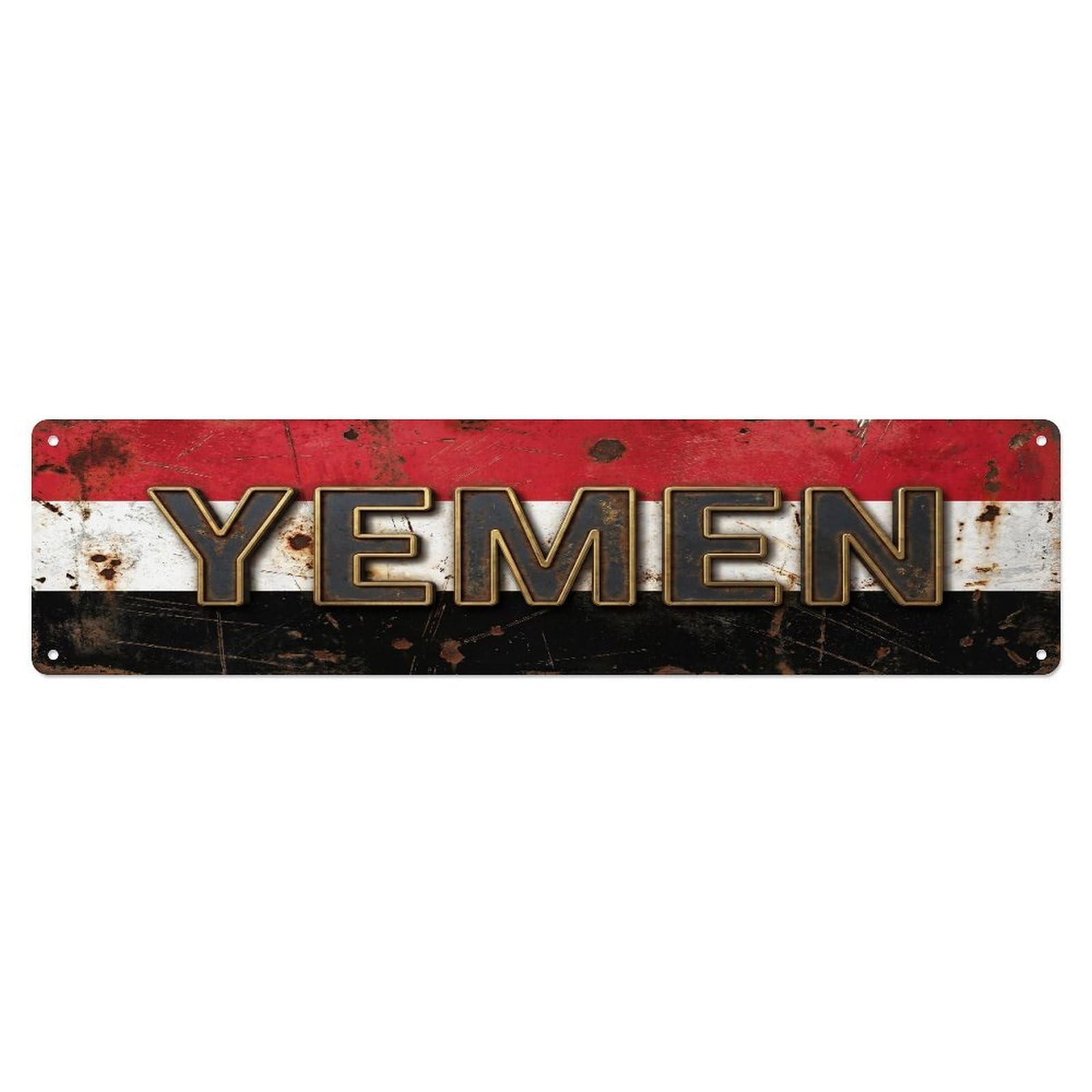 Fqcyn Style Metal Tin Sign Vintage Yemen Flag Pattern
