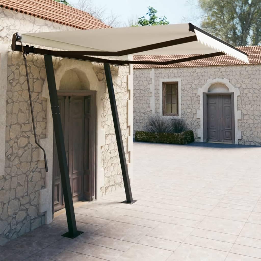 ShGaxin Toldo automático retráctil con Postes, Toldos Exterior Terraza, Toldo Retractil Exterior, Toldos para Patio, Toldos para Ventanas, Toldos Balcon, Color Crema 3,5x2,5 m