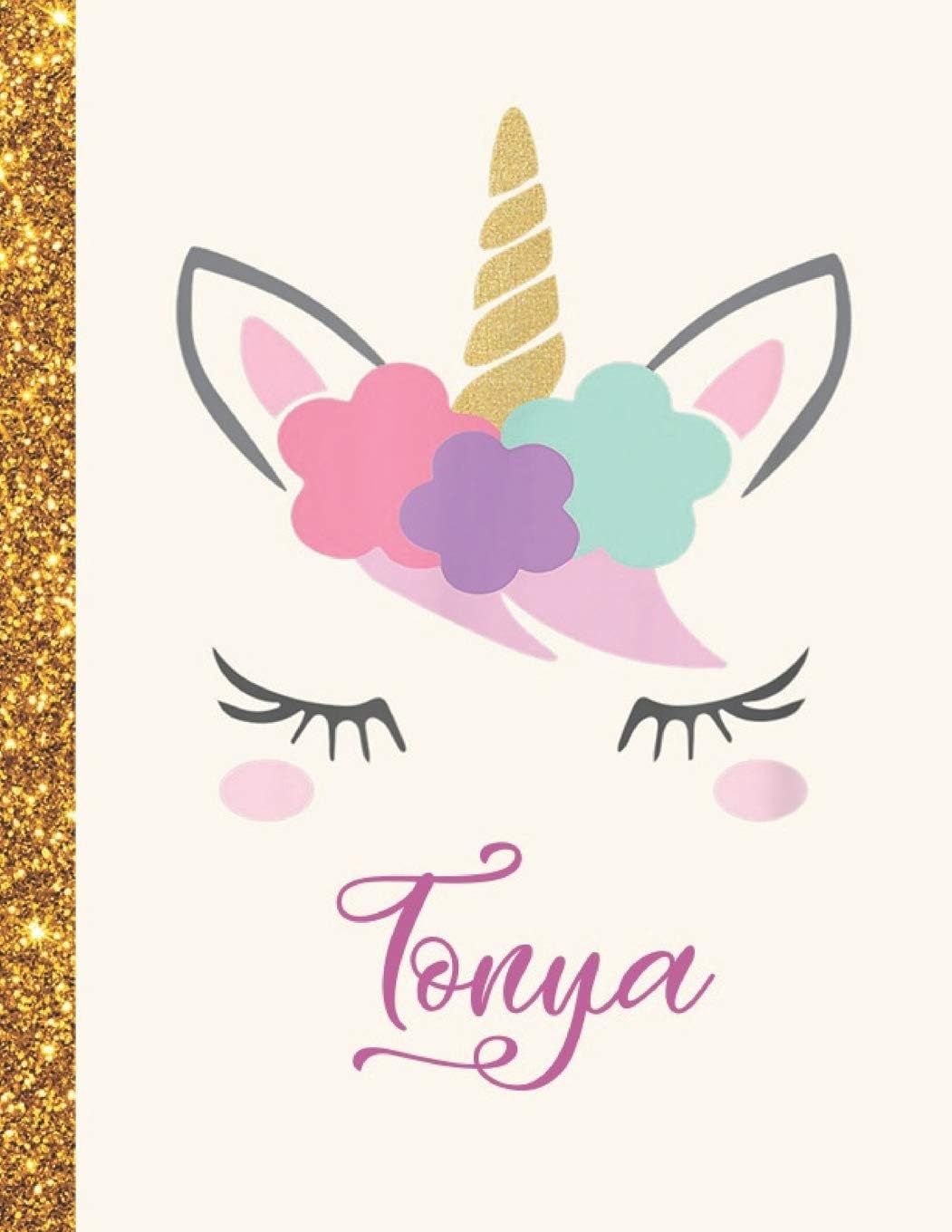 Tonya: Tonya Unicorn Personalized Black Paper SketchBook for Girls and Kids to Drawing and Sketching Doodle Taking Note Marble Size 8.5 x 11