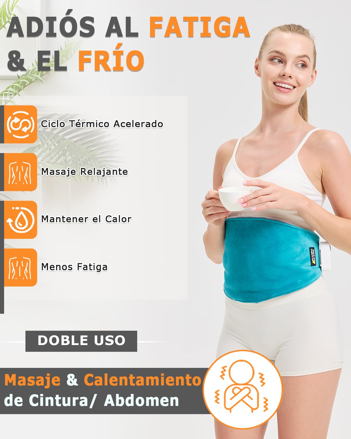 JOBYNA Almohadilla Eléctrica Lumbar, Manta Eléctrica Inalámbrica con Vibración, 5000mAh Masajeador Lumbar, 40-60℃ y 3 Modos de Vibración, Para Aliviar El Dolor la Zona Lumbar, Espalda y Abdominal