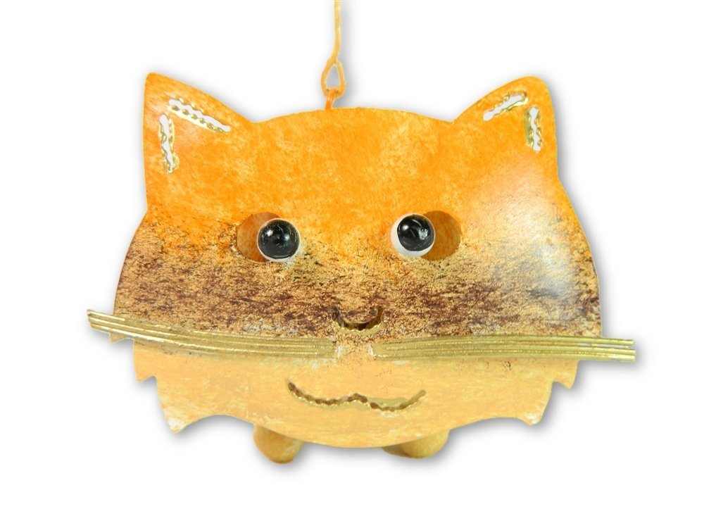 Cat Ornament Hanging Metal Tealight/Candle Holder - Ginger Brown Cat Tealight