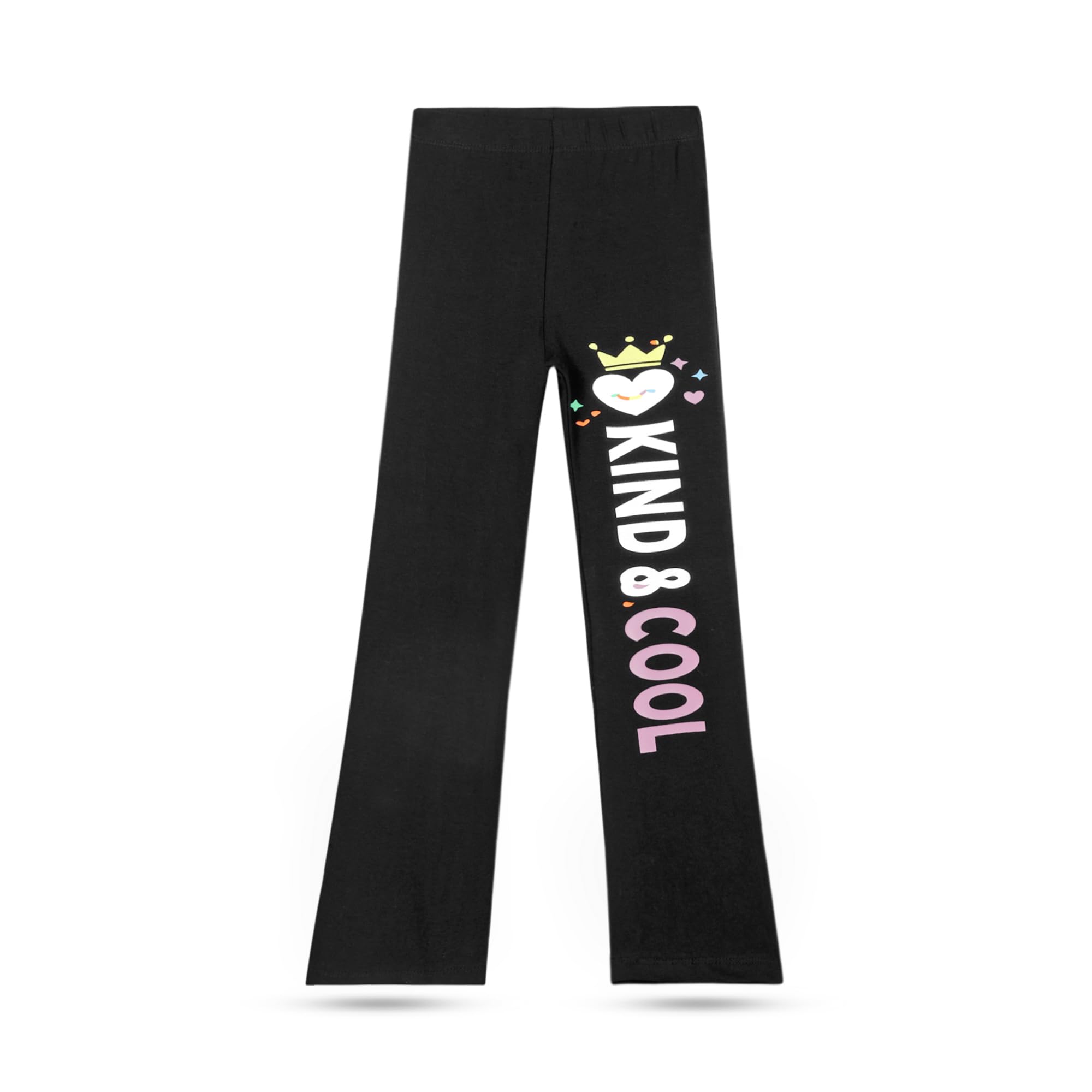 T2F Leggings svasati in cotone stampato da ragazza, confezione da 5, collant a lunghezza intera, morbidi e confortevoli, da indossare tutti i giorni per bambini