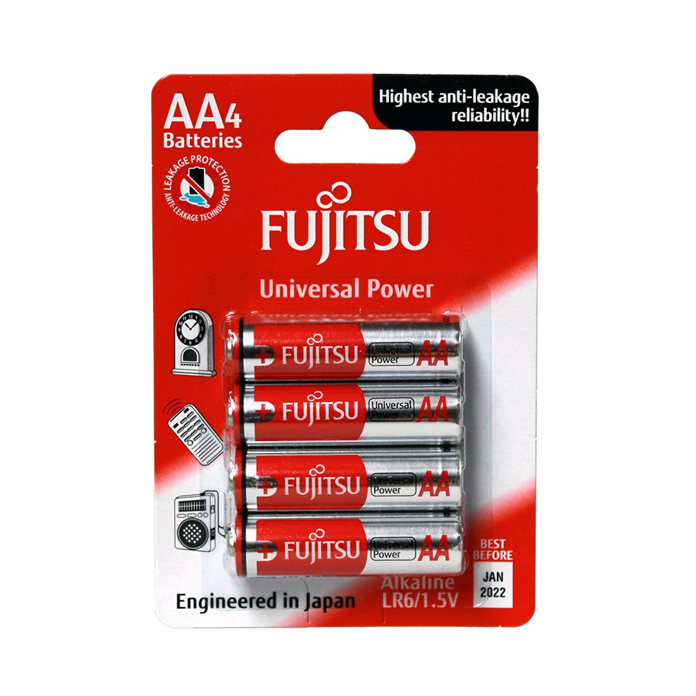Fujitsu AA Alkaline Battery Universal Power Type Batteries AA 4 Pack