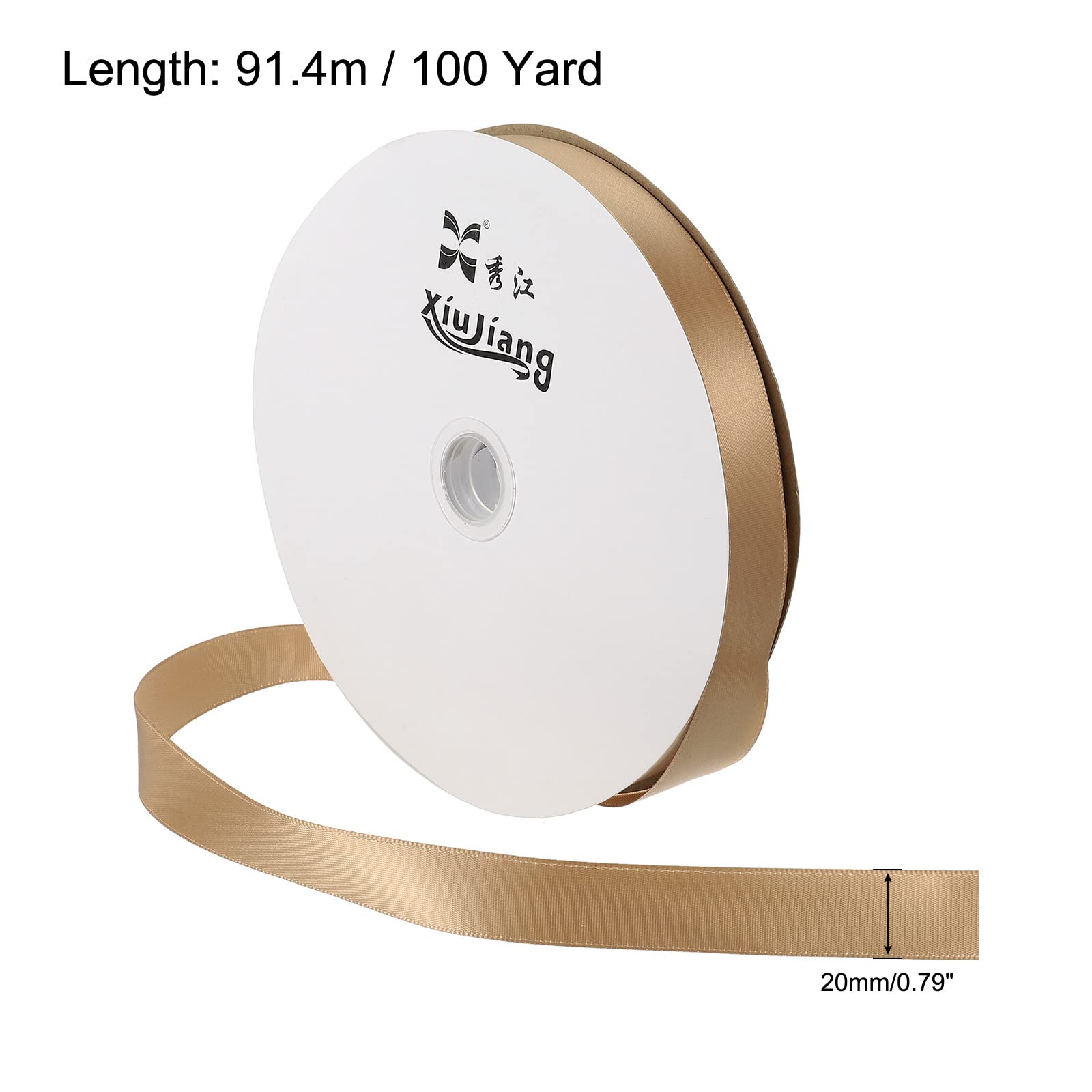 PATIKIL 0.79 Inch Wide 100 Yards Satin Ribbon, Solid Crafts Roll for Party Home DIY Wrapping Decoration Deep Khaki - Image 2