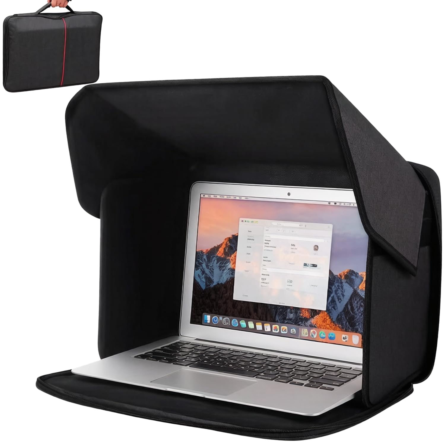 Laptop Sonnenschutz, 2-in-1 Faltbares Laptop Zelt & Tasche, Blendfreier Bildschirmschutz für Laptops (Längsseite < 16 Zoll), Leicht & Kompakt, Tragbarer Sichtschutz mit UV-Schutz für Outdoor Arbeit Computer & Zubehör