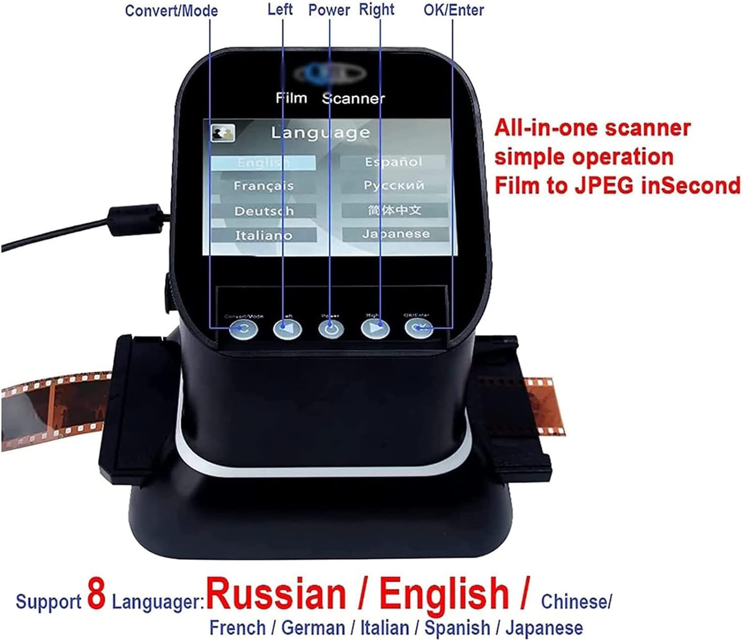 COYEUX Scanner per Diapositive di Pellicola, convertitore di Pellicola Digitale, Schermo LCD 1080P, conversione di Negativi 35 mm, 135, 126, 127 e Diapositive in JPEG Digitale