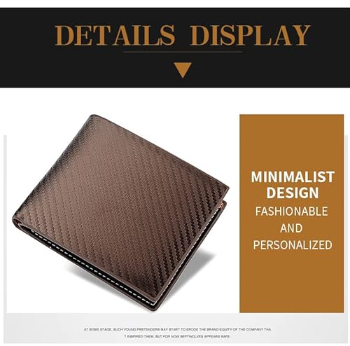Men‘s Leather Wallet And Card Holder Carbon Fiber Texture Money Pocket Minimalist Design Wallets For Men (Brown) #TOP4