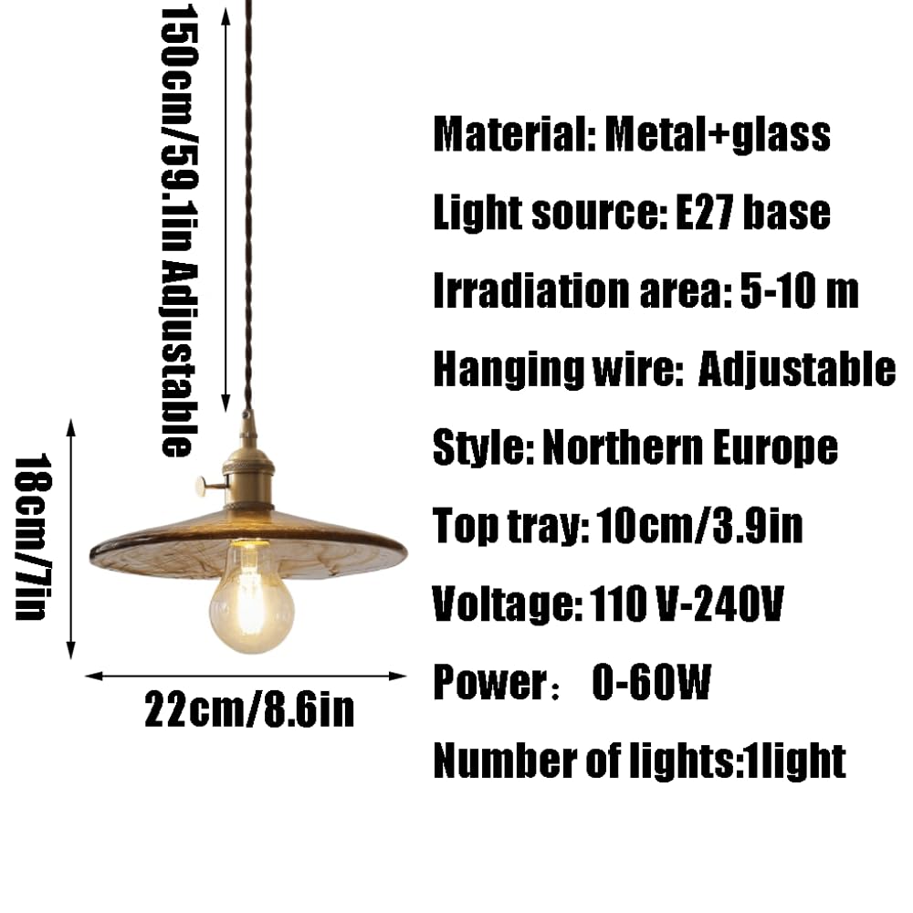 Śruba E27, abażur do lampy wiszącej ze szkła w stylu industrialnym, lampa sufitowa do zawieszenia, lampy dekoracyjne do sypialni, jadalni i kuchni