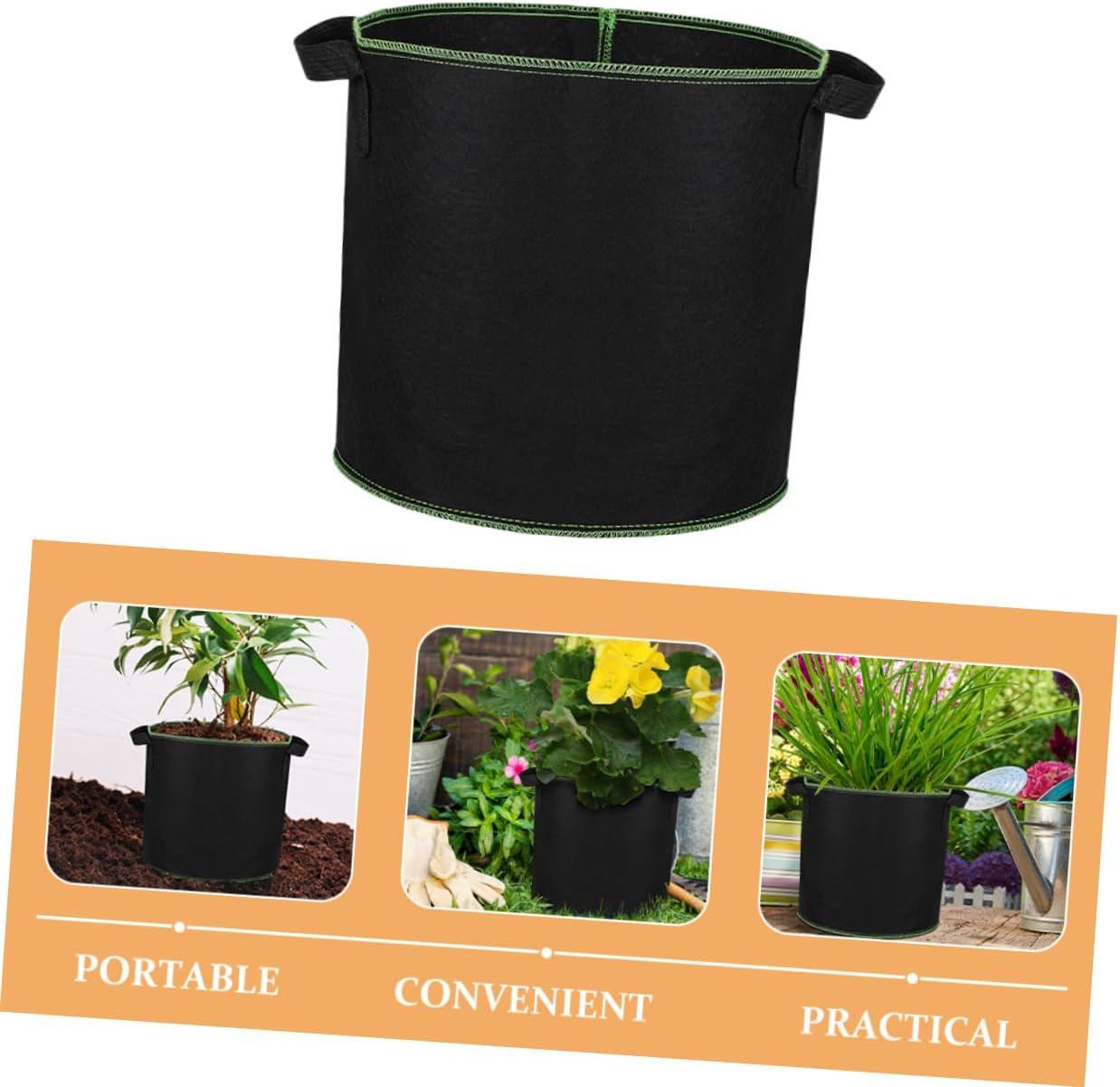 Kisangel 24pcs Non-Woven Fabric Grow Bags Handles Planting Containers for Potatoes Vegetables and Flowers Breathable Design for Optimal Growth