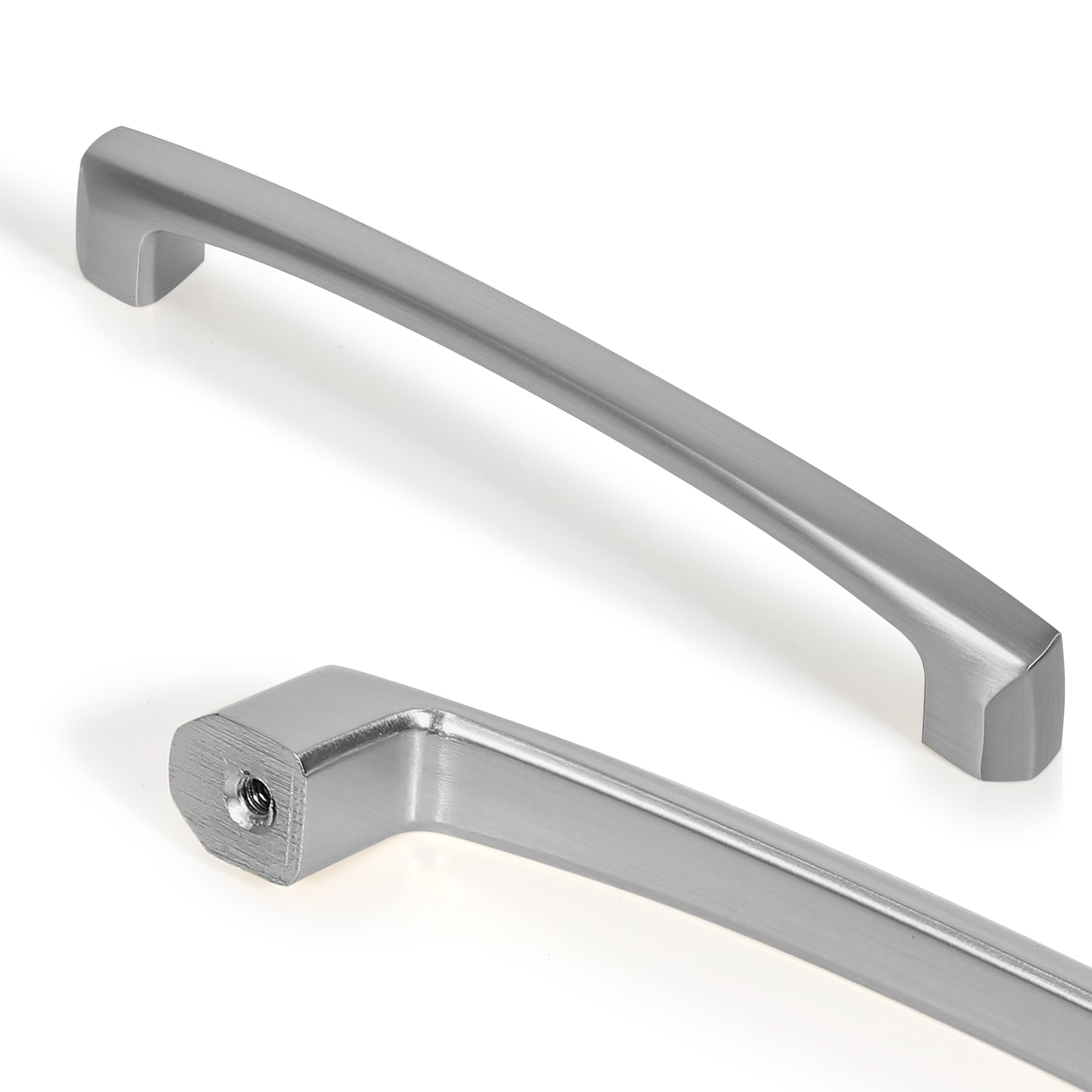 L&lonpa 10 Pack Brushed Satin Nickel Cabinet Pulls 128mm Hole Center Solid Zinc Alloy Drawer Handles Modern Kitchen Bathroom Bedroom Cabinet Hardware