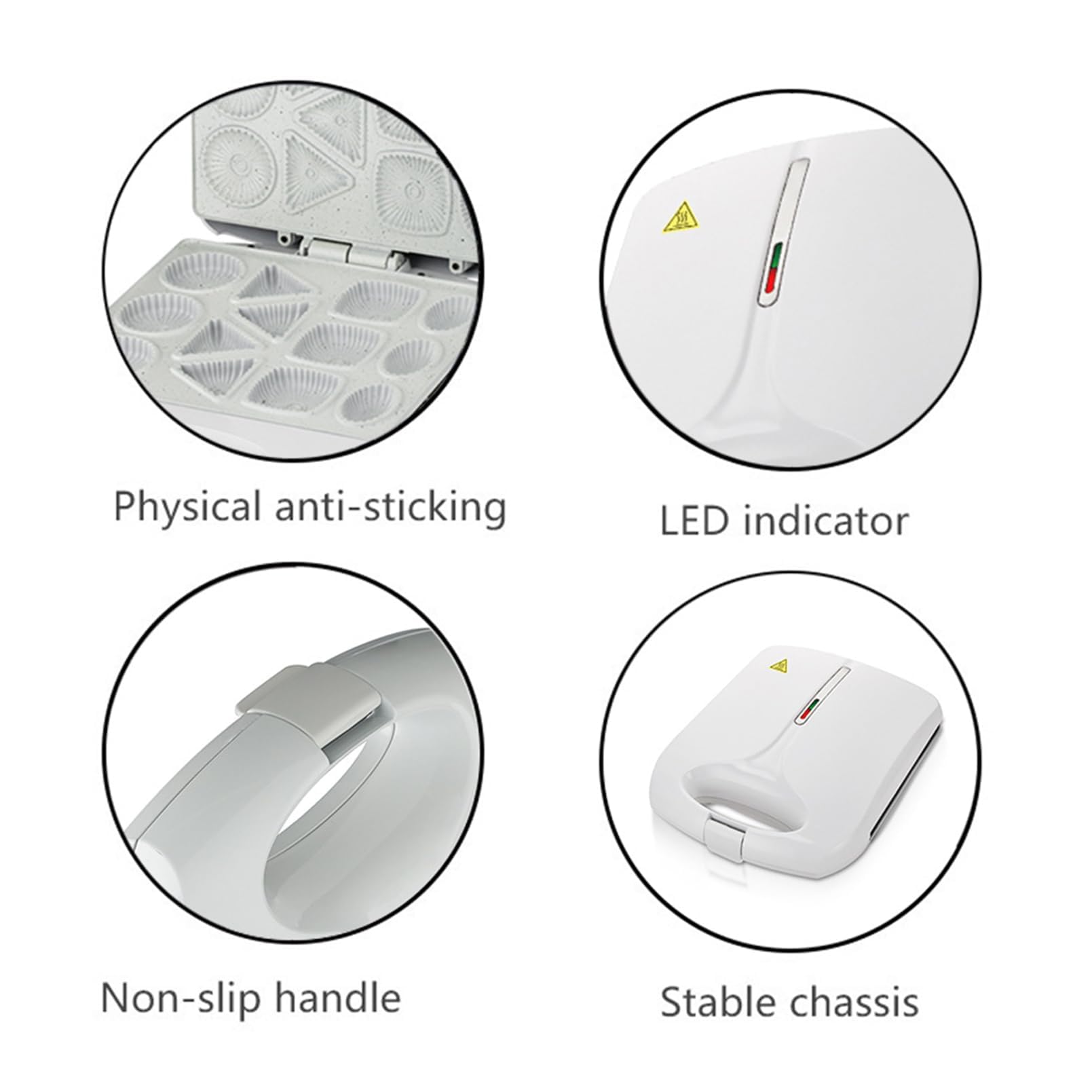 Macchina per Biscotti Elettrica, Stampo per Biscotti da 140 W, Biscottiera Antiaderente con Indicatore Led, Prepara 4 Pancake di Forme Diverse, per Dessert per la Colazione