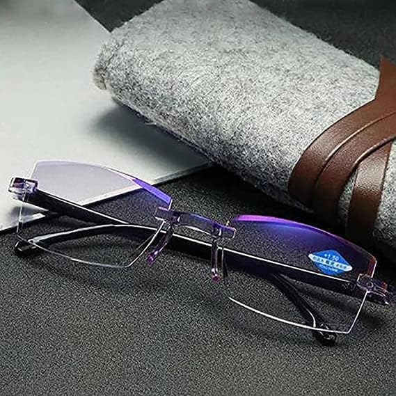 Miniatura 2 de Sapphire - Lentes de lectura inteligentes de doble enfoque, anti luz azul, de alta dureza, para hombres y mujeres (4 dioptrías, morado y azul)