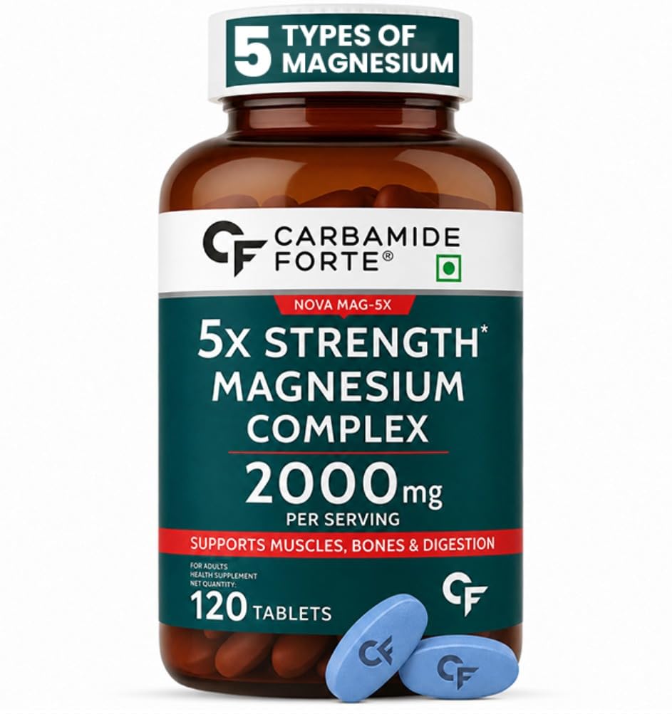 Carbamide Forte 5X Strength Magnesium Complex Supplement 2000mg Per Serving | Magnesium Supplement Combines Oxide,Citrate,Glycinate,Aspartate,Gluconate and Supports Muscles, Bones & Digestion - 120 Magnesium Tablets-image-10