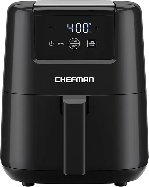 CHEFMAN 2 Qt Mini Air Fryer – Digital Space-Saving Compact Air Fryer with Nonstick and Dishwasher Safe Basket, Quick & Easy Meals in Minutes, Features Digital Timer and Shake Reminder – Black