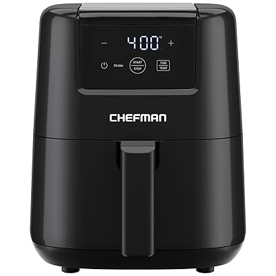 CHEFMAN 2 Qt Mini Air Fryer – Digital Space-Saving Compact Air Fryer with Nonstick and Dishwasher Safe Basket, Quick & Easy Meals in Minutes, Features Digital Timer and Shake Reminder – Black