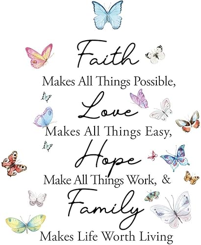 Calcomanías de vinilo con citas inspiradoras para pared, Faith Makes All Things Possible Love Makes All Things Easy Hope Make All Things Work Family