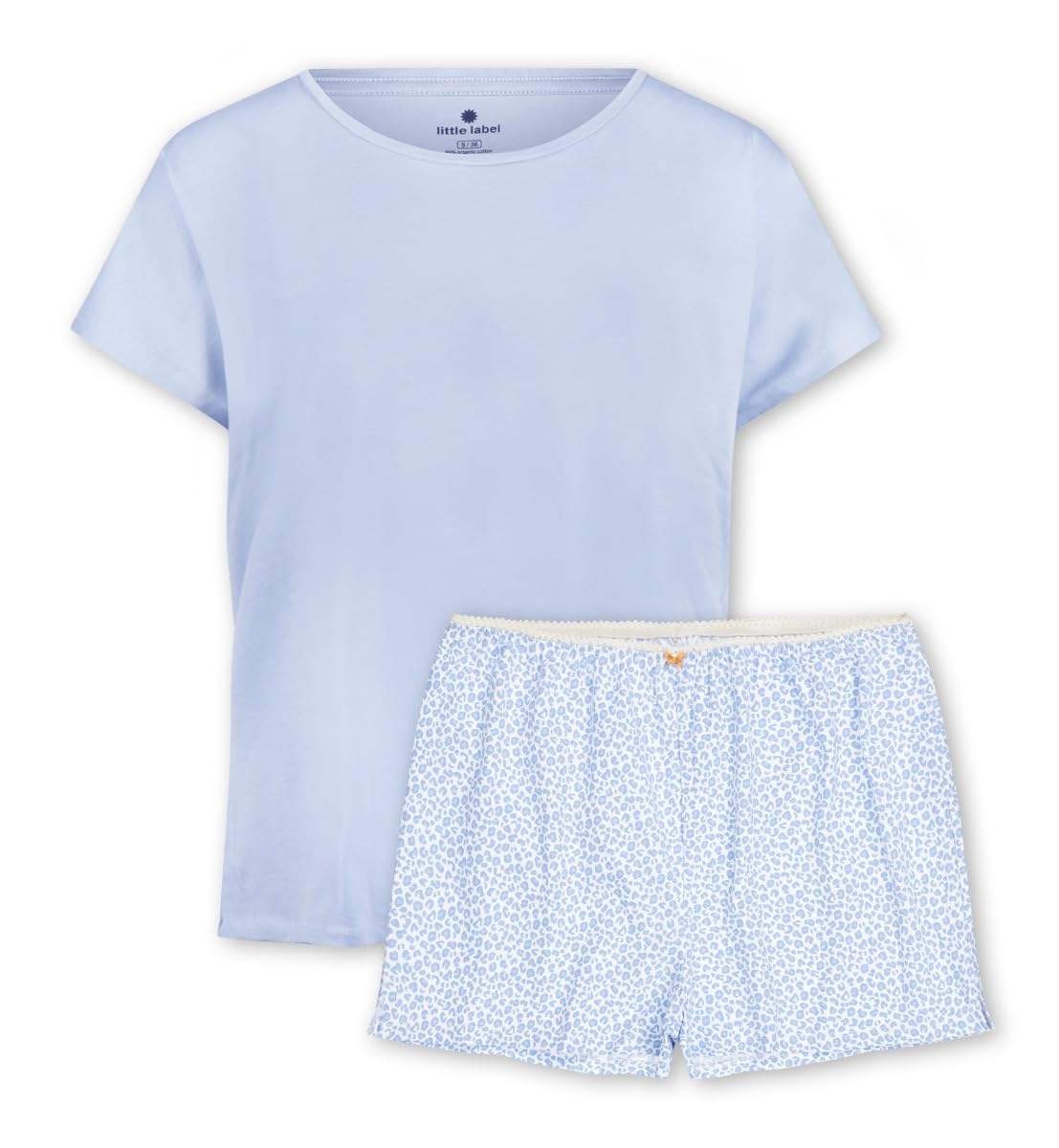 little label - Sommer Schlafanzug Damen - Shortama - Sommer Pyjama Damen Kurz Größen XS bis XL - Bio-Baumwolle-GOTS