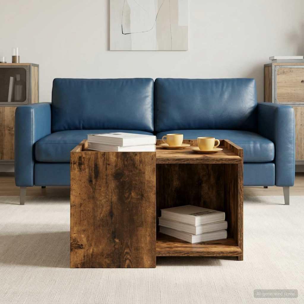 Table basse chêne fumé au design solide et finitions contemporaines