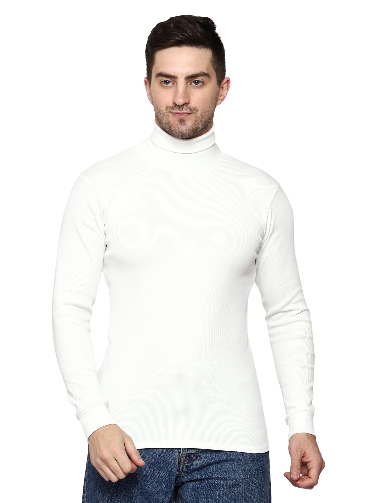 tqh Men's High Turtle Neck Cotton Blend T-Shirt-picture-10