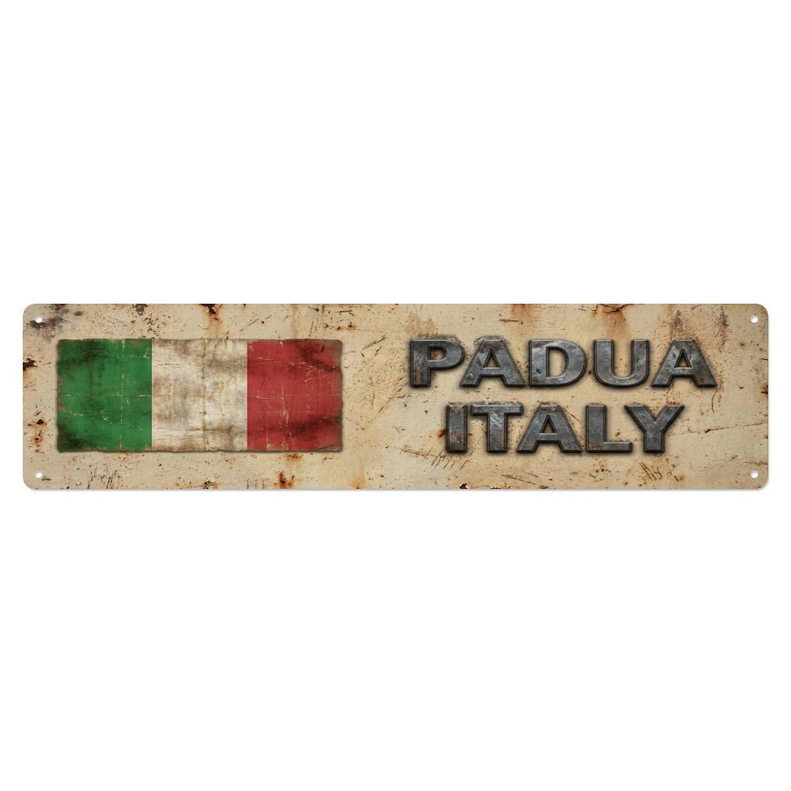 Vintage Padua Italy Flag Decor Rustic Travel Metal Tin Sign