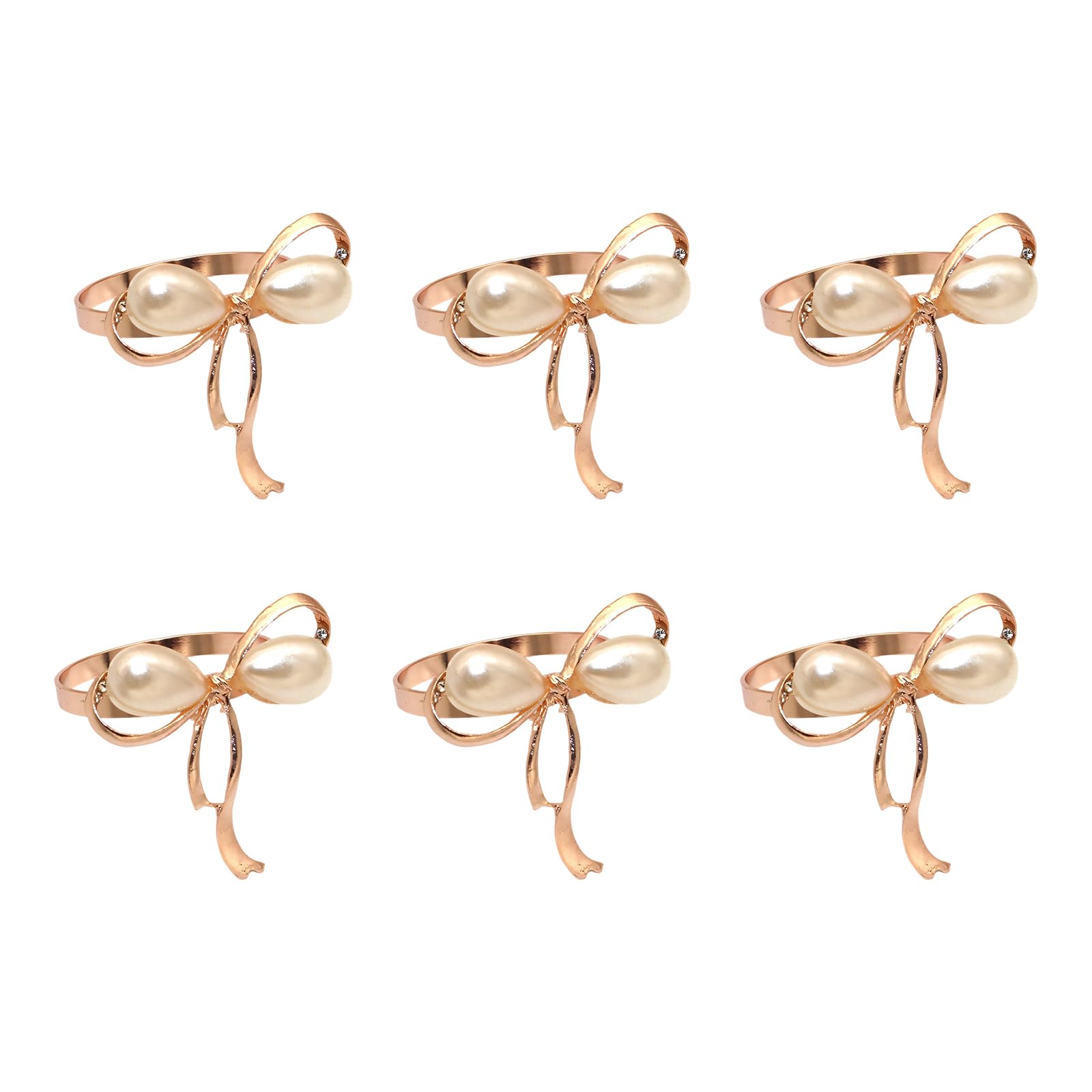 Pretty Pearls Bowknot Shaped Napkin Rings Napkin Holder Buckles for Wedding Birthday Gatherings Table Decoration Party Tableware Decorations
