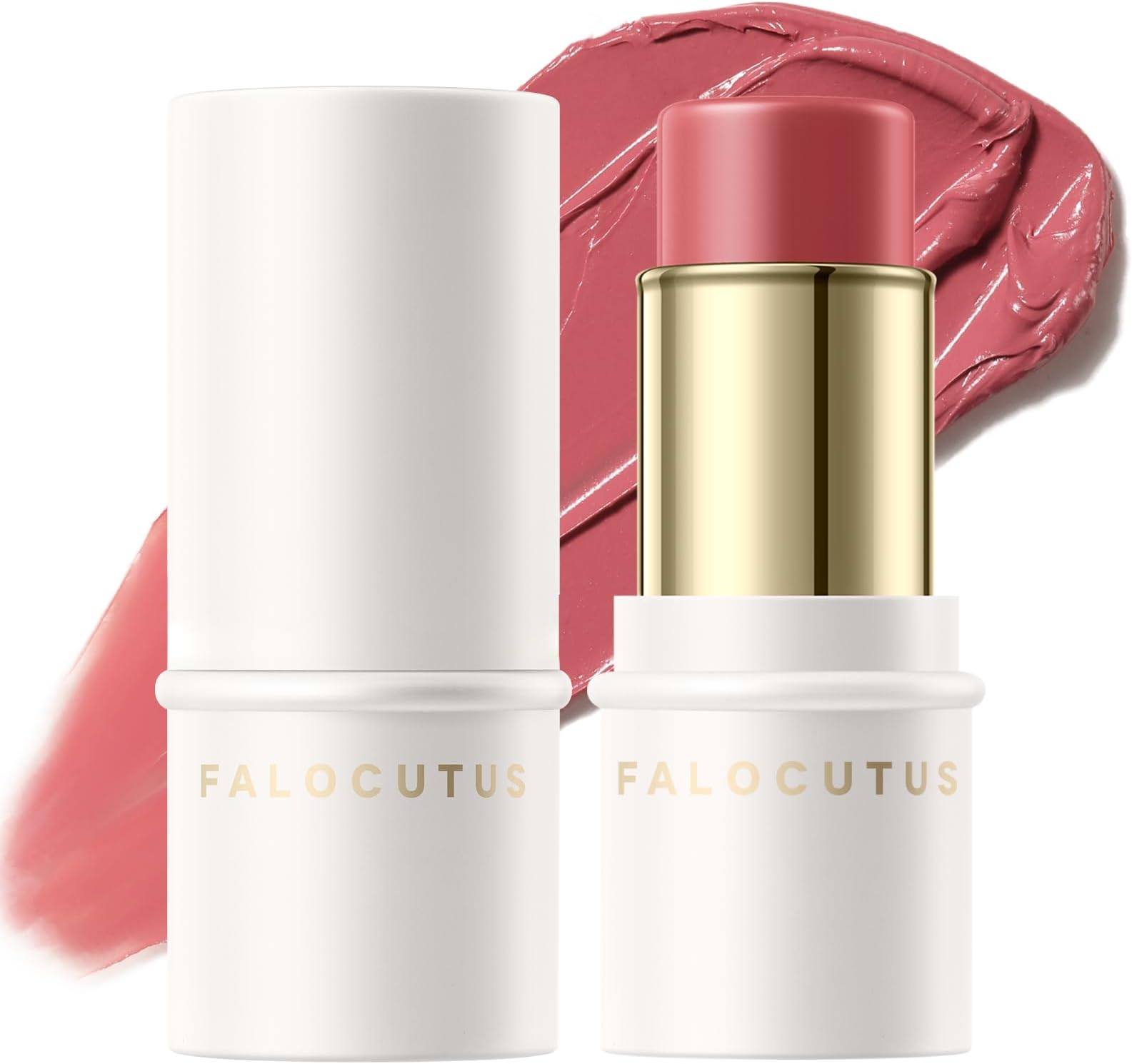 FALOCUTUS 2Pcs Cream Blush Makeup Stick,Monochromatic Multi-Stick Face Blush for Cheek,Lip and Eye,Matte and Dewy Finish for Long Wearing,Easy Application.BLISS