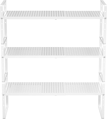 Miniatura 7 de Redrubbit Estante de almacenamiento grande expandible para gabinete altura ajustable metal de acero estantes organizadores de encimera de cocina