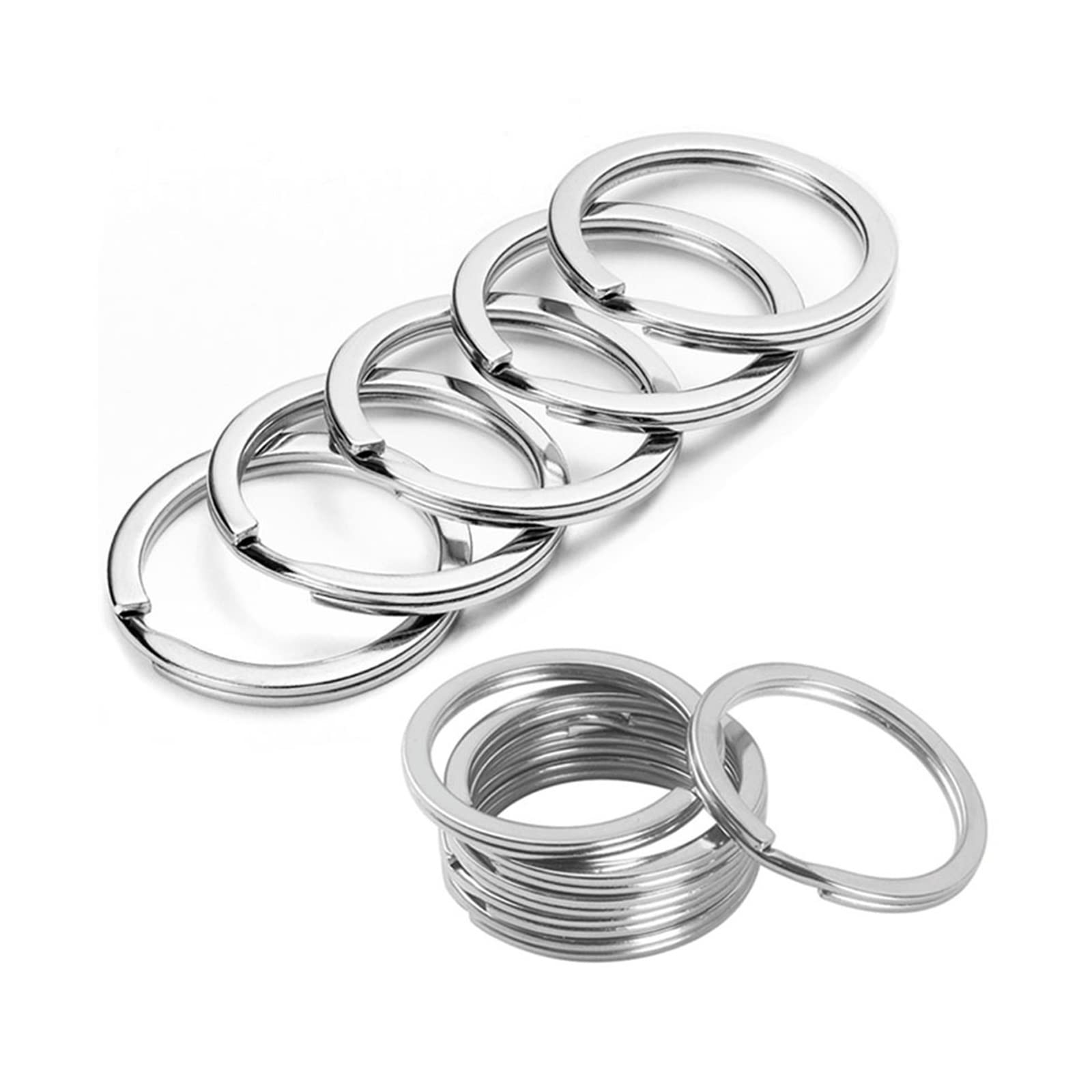 Llaveros planos de acero inoxidable, paquete de 20 para accesorios de