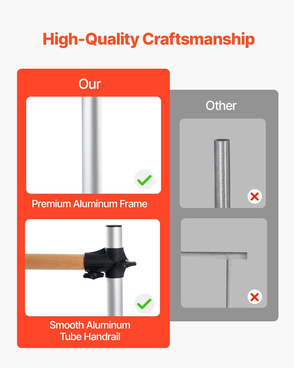 VEVOR Ballet Barre, Barre Bar for Home, Freestanding Portable Ballet Stretching Dance Bars, Height Adjustable Anti-Wobble Fitness Gym Studio Equipment