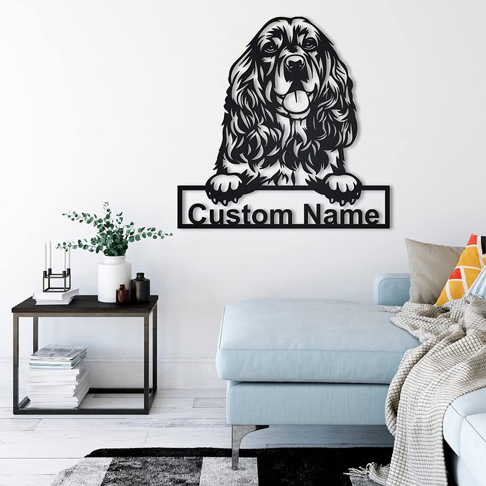 Targa Personalizzata Per Cani Cocker Spaniel | In Legno E Metallo | Design Divertente | Regalo Per Amanti Dei Cani