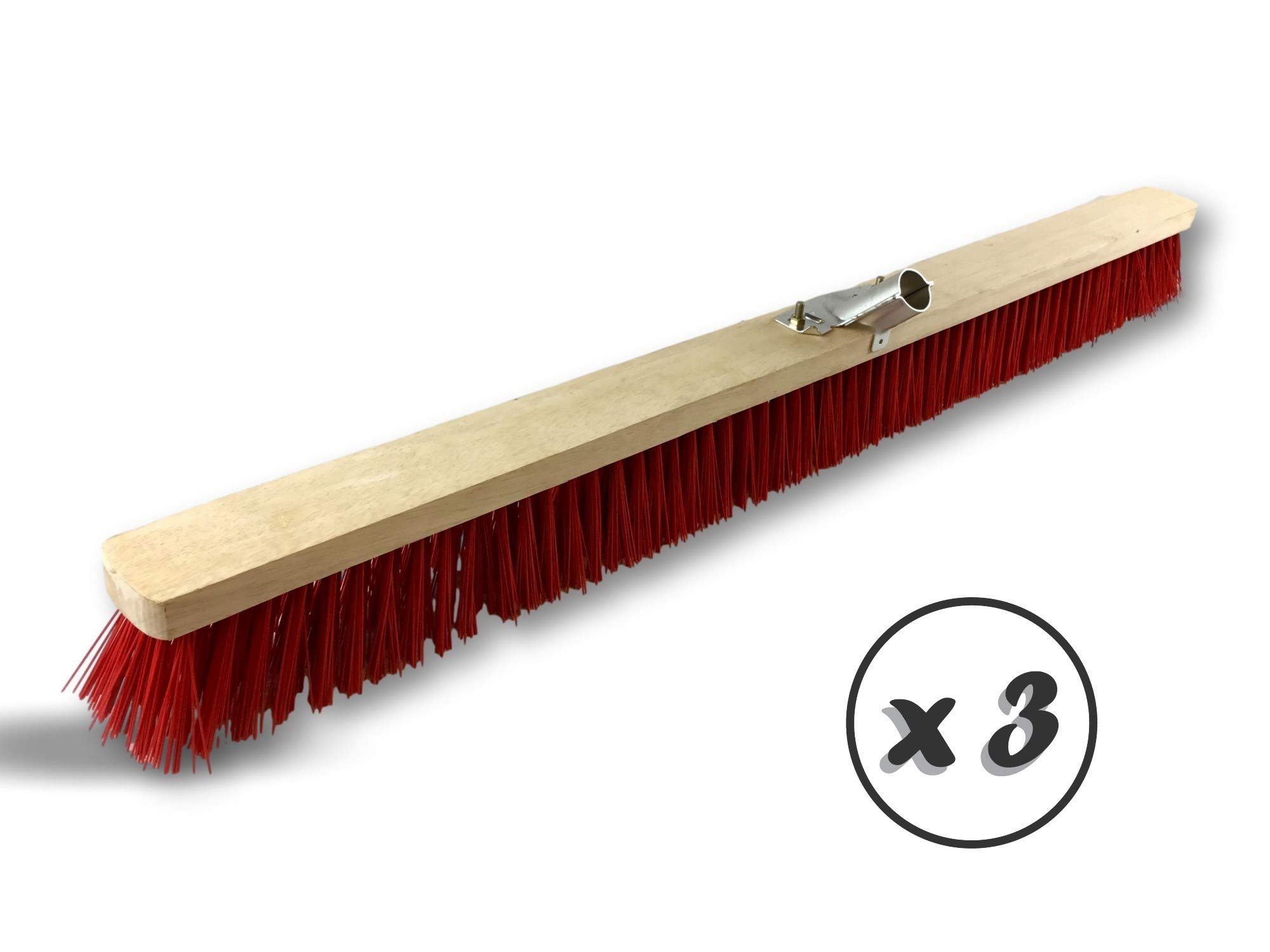 Szczotka warsztatowa typ kantonierski | Zestaw 3 | Track Outdoor | Długość 100 cm | Wypełnienie szczotką PVC czerwoną | Drewniana podeszwa | Metalowe tulejki Ø 28 mm | Bez uchwytu | Kibros 2390Bx3