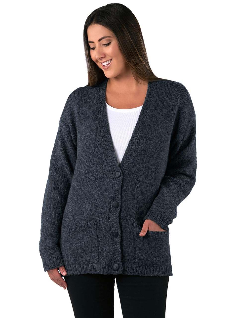 Alpaca and Wool Blend - Button Down Cardigan for Women