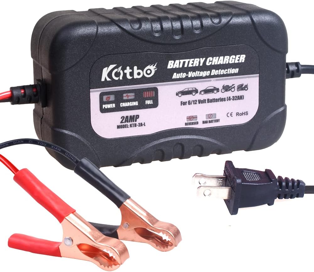 2Amp Smart Battery Charger Automatic Battery Maintainer Sealed Lead Acid Trickle Battery Charger Maintainer for Car Motorcycle Lawn Mower ATVs RVs Powersports