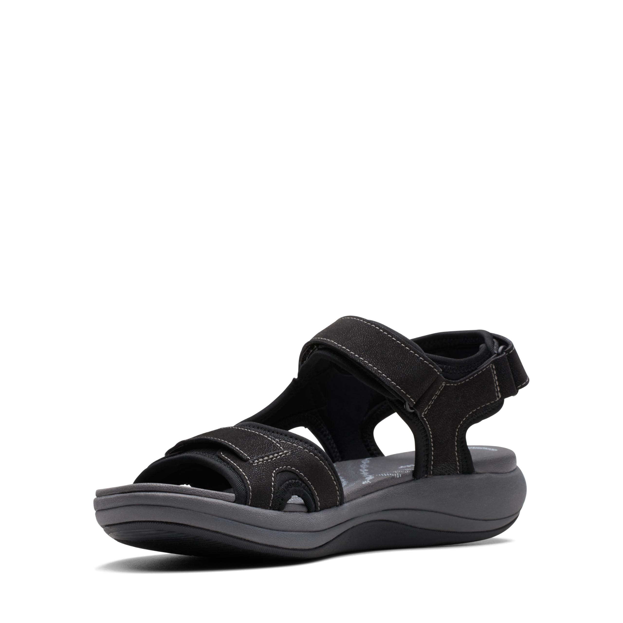 clarks Women's Mira Bay Flat Sandals, Black Textile, 6.5 Wide-picture-38