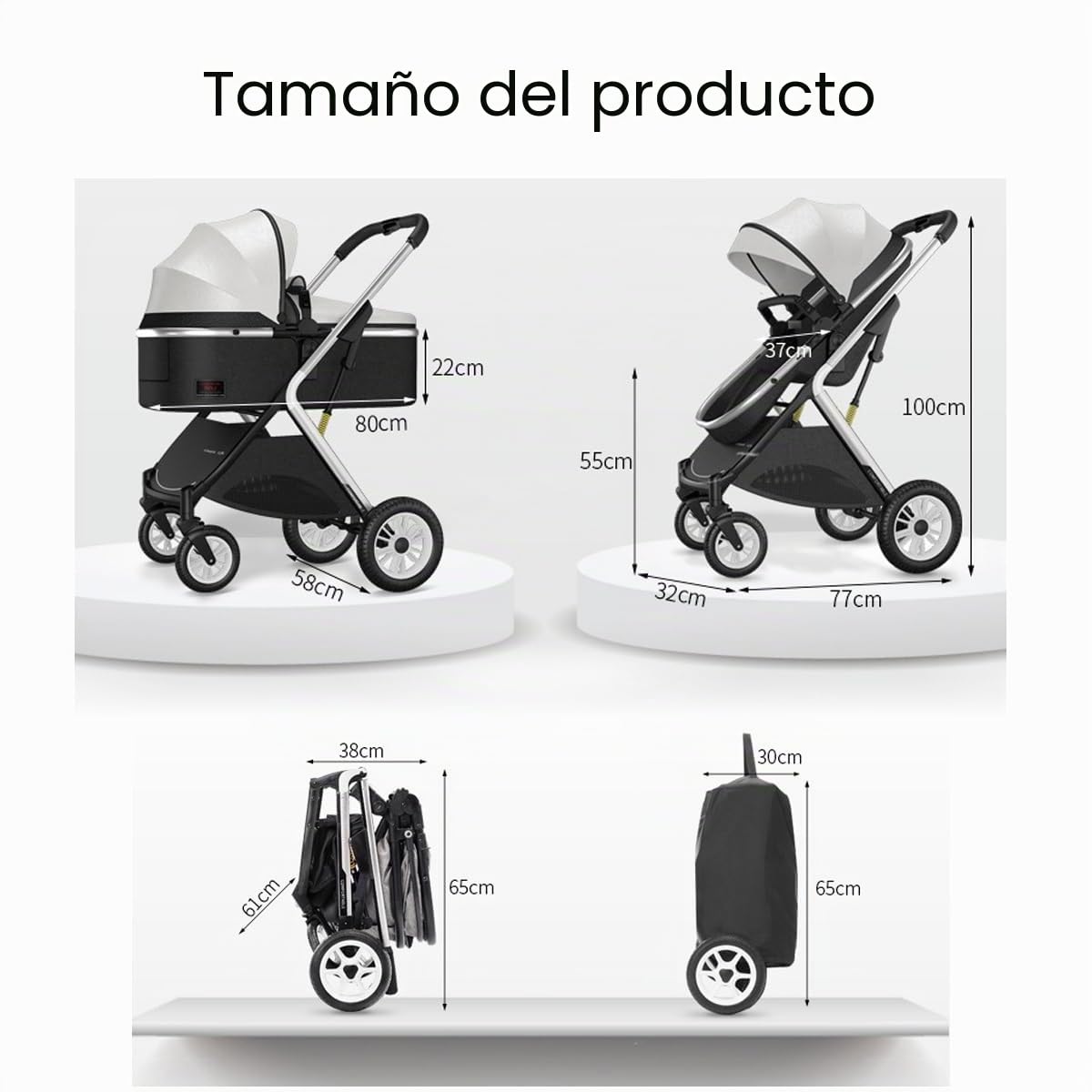 YCKEGEW Cochecito De Gemelos Tandem Trolley Cochecito Doble para Gemelos con Chasis De Aluminio, Cochecito Doble Se Puede Sentar Tumbado, Cochecito De Bebes De 0-36 Meses (Color : Grey)