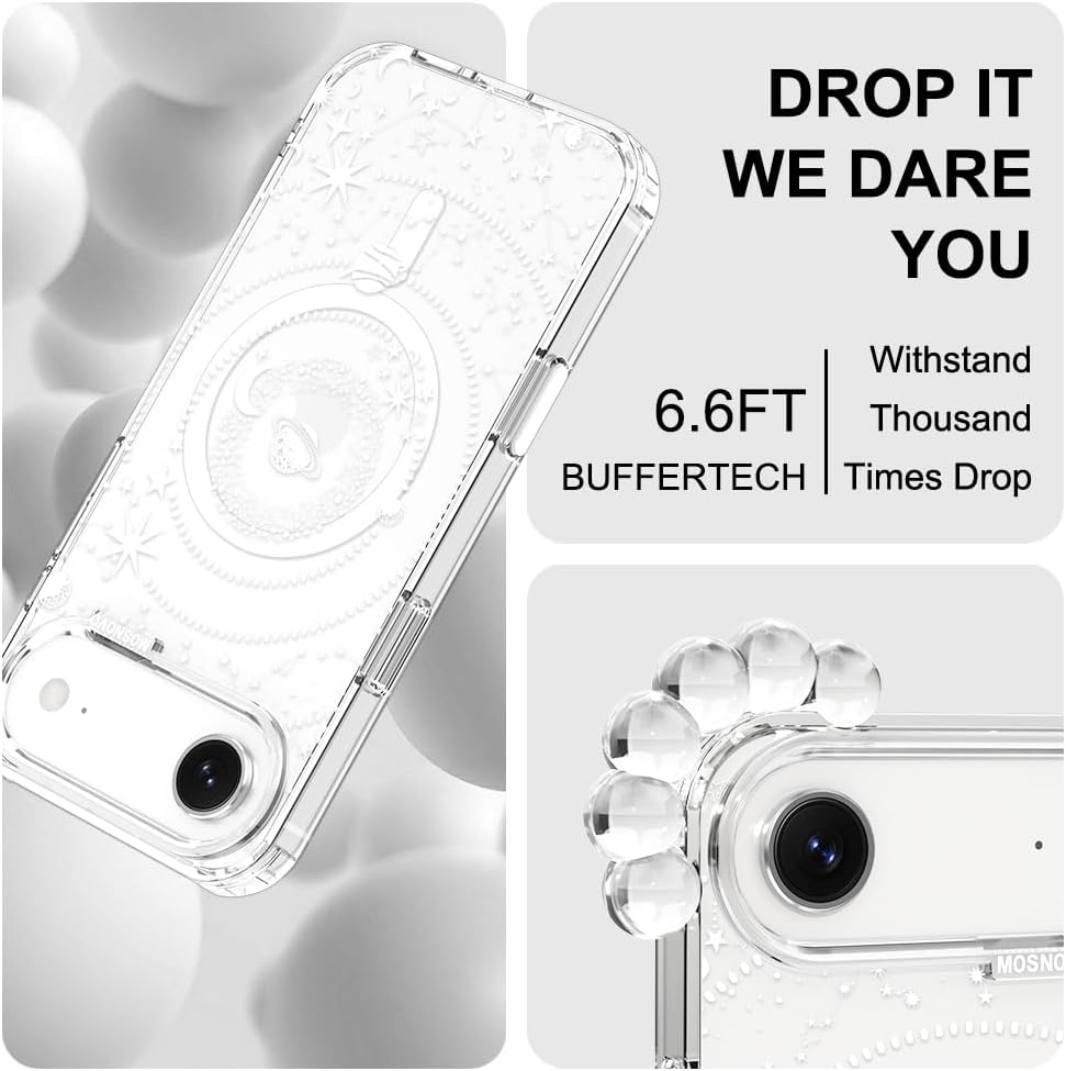 MOSNOVO for iPhone Air Case | Compatible with Magsafe | Military Grade 6.6ft Drop Tested | Camera Control | Clear with Galaxy Design - Image 5