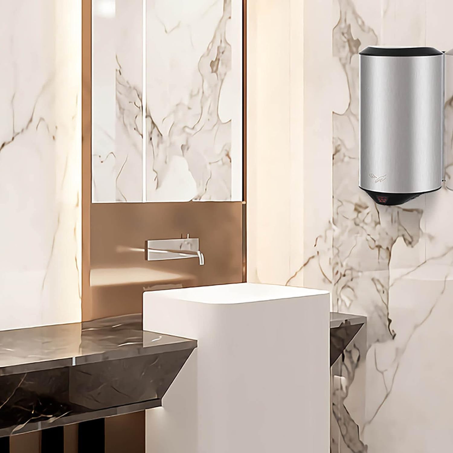 Bathroom Electric Hand Dryer1200W10s Fast Drying 32L/S Air Volume Commercial Stainless Steel High-Speed Hand Dryer Waterproof and Dustproof Wall-Mounted,