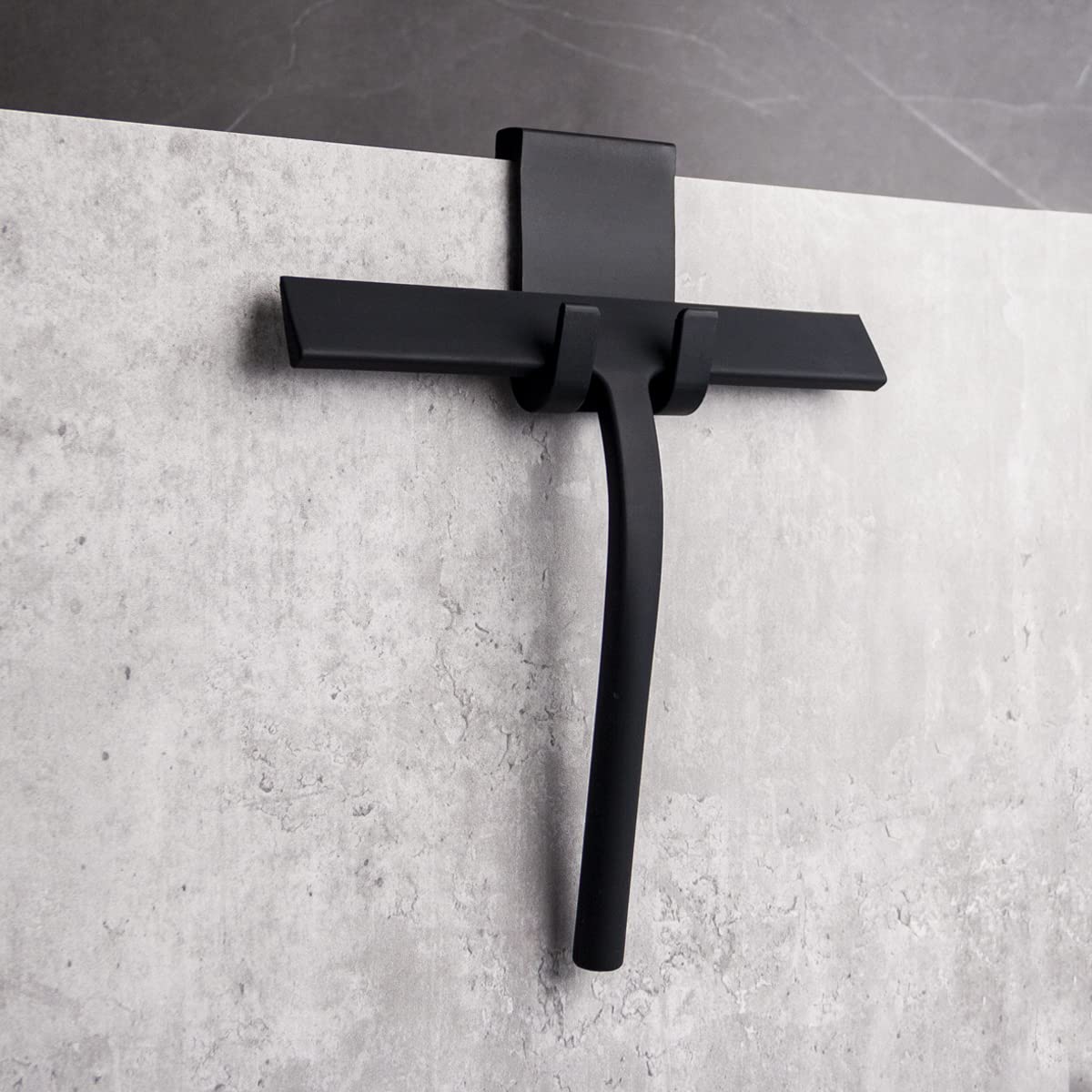 All-Purpose Shower Squeegee for Shower Doors, Bathroom, Window and Car Glass, Ergonomic Non-Slip Handle by KAUKKO (Black)