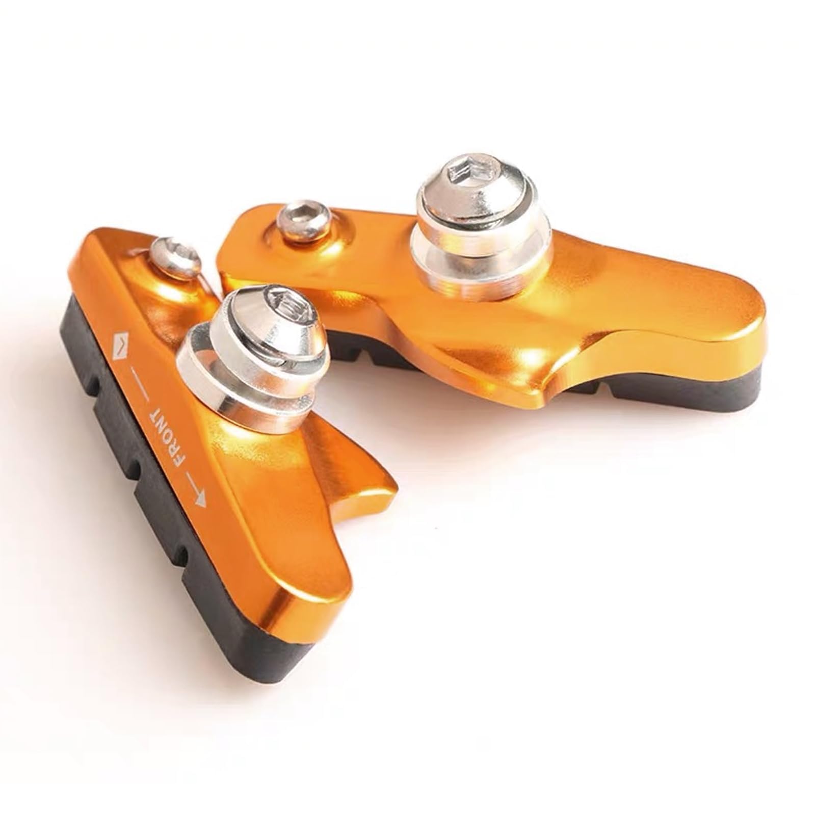 1Pair Aluminium Alloy Bike Brake Pads, 5.5cm/2.16in Professional Mountain Road Bike No Noise No‑Skid Caliper Brake Blocks Replacement Set Universal for Road Bikes Mountain Bicycles (Gold)
