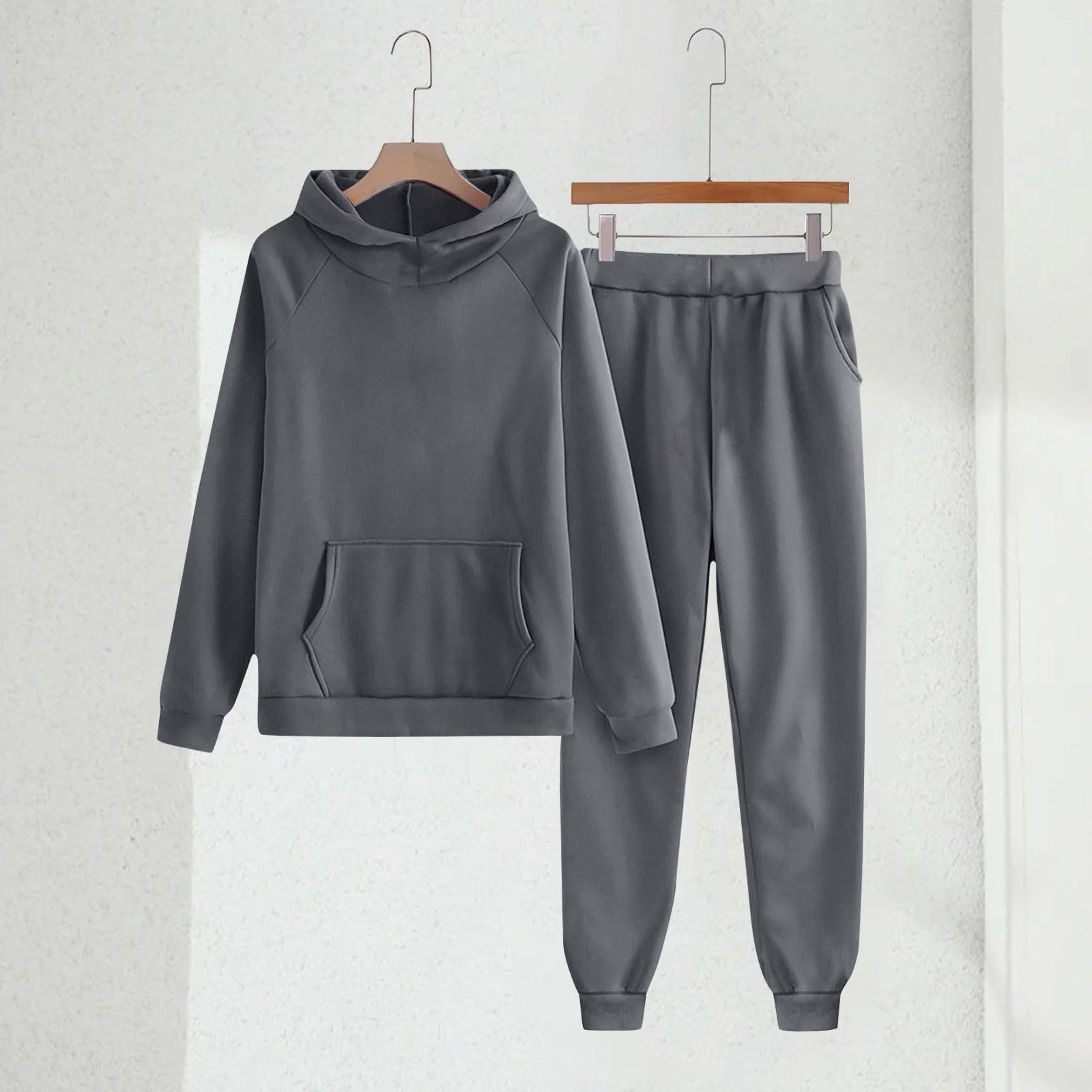 Kinder-Trainingsanzüge, bequemes Freizeithemd und Hose, leicht, lockere Passform, Jogginganzug, einfarbig, langärmelig, 2-teiliges Outfit-Set, Herbst-Winter-Sportanzug mit Taschen