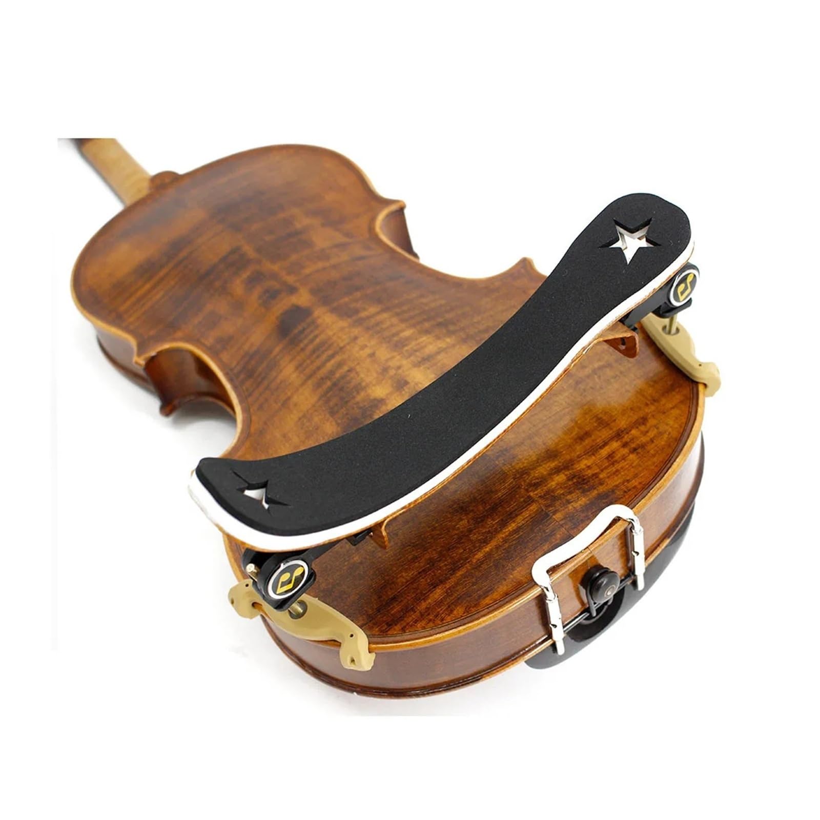 Hombrera de aleación de aluminio for violín, esponja gruesa de 3M, arco grande, ancho y altura ajustables(1 2-Chocolate)