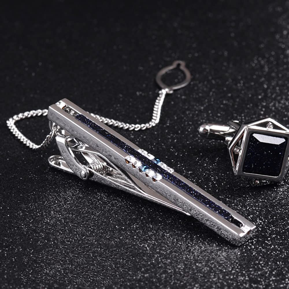 Fermacravatta da uomo, abito da lavoro, abito da sposa, accessori, colletto in pietra stellata, stile ago, gemello (D 1 pz)