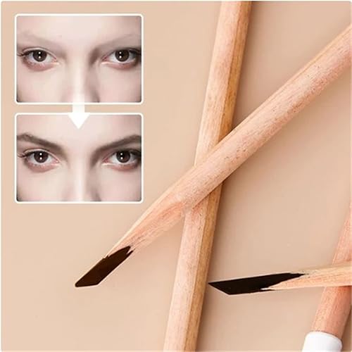 Miniatura 6 de Lápiz de cejas de madera impermeable, lápiz de cejas que no mancha, lápiz de cejas de larga duración (negro* 2+marrón* 2)