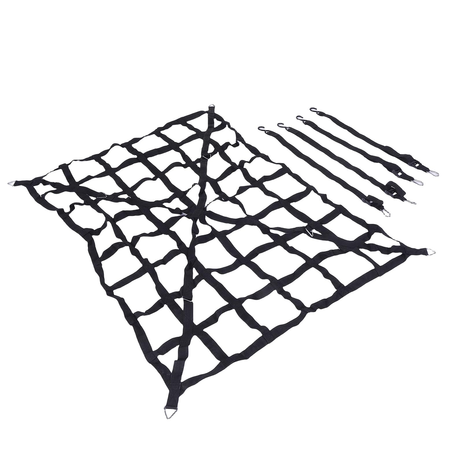 SEAFRONT LKW-Ladeflächen-Gepäcknetz, Verstellbares Bungee-Gepäcknetz aus Polyester, 1100 Lbs Tragfähigkeit mit 4 Haken, Netz-Organizer für Pickup-Anhänger, SUV, UTV, Dachträger-Aufbewahrung (66" x