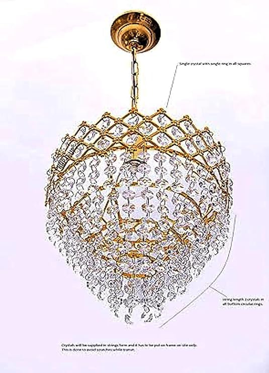 Image of Chandelier Ceiling Light in 250 Mm for Home Decoration in Living Room| Jhoomar for Hall,Balcony (Included Bulb) - Metal